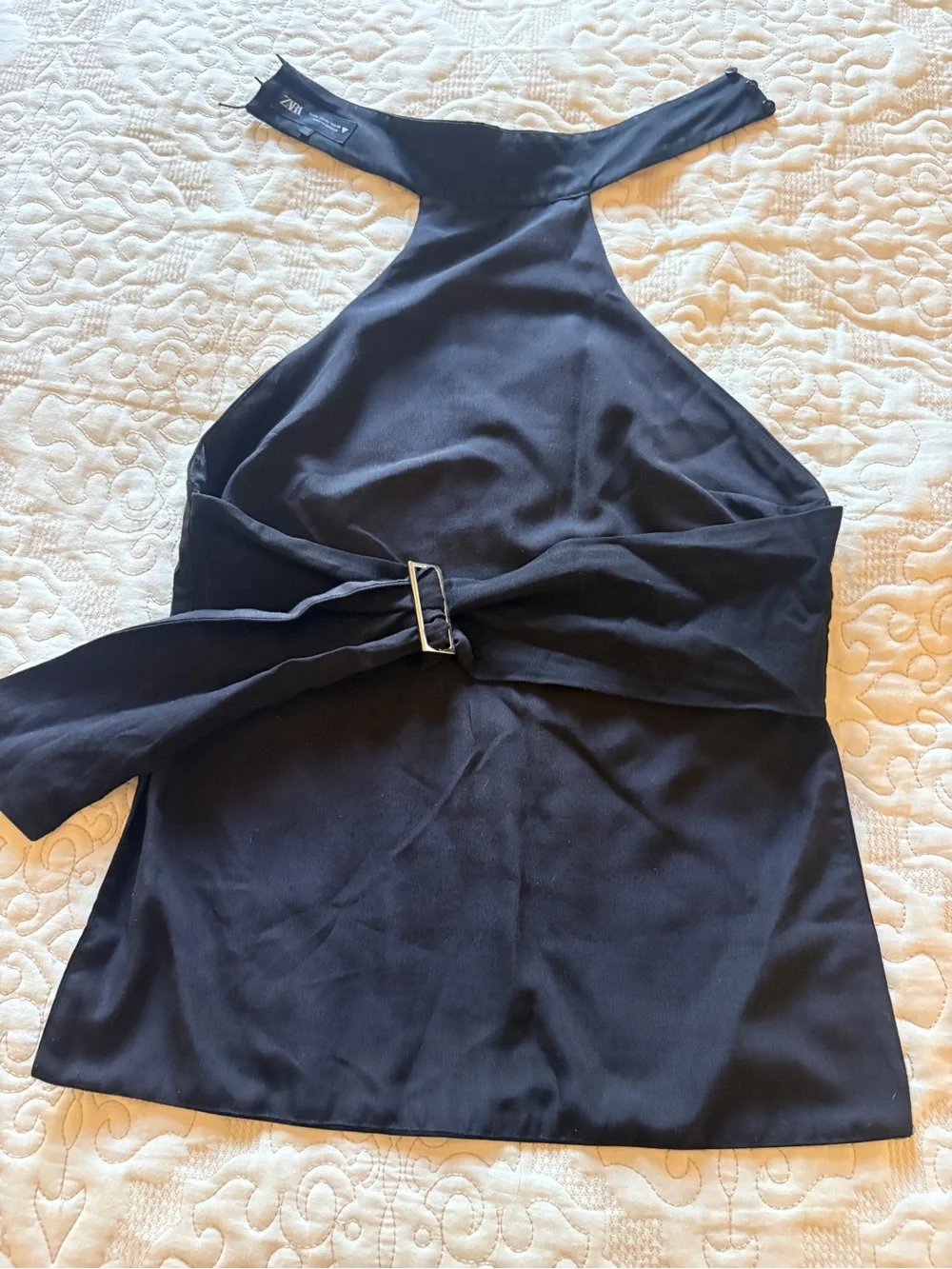 Zara Black Halter Neck Top, adjustable top - Picture 3 of 6